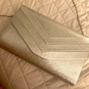 Silver sparkly adjustable clutch bling grey